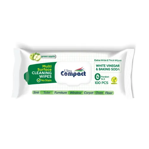 Ultra Compact – ზედაპირების საწმენდი უნივერსალური სველი ხელსახოცი (მწვანე ვაშლი), 100 ცალი Ultra Compact – ზედაპირების საწმენდი უნივერსალური სველი ხელსახოცი (მწვანე ვაშლი), 100 ცალი