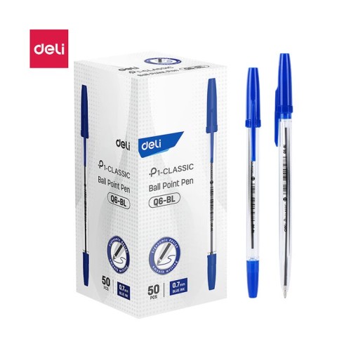 კალამი ბურთულიანი Bullet tip 0.7mm BLUE  Q6-BL,DELI