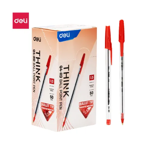 კალამი ბურთულიანი Bullet tip 1mm RED Q4-RD ,DELI