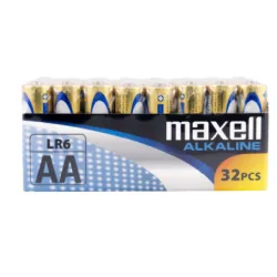 Maxell- შეკვრა ელემენტების 32  ცალიანი,    AA ზომა, LR6, Alkaline