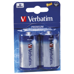Verbatim- შეკვრა ელემენტების 2 ცალიანი,    D ზომა, LR20, Alkaline