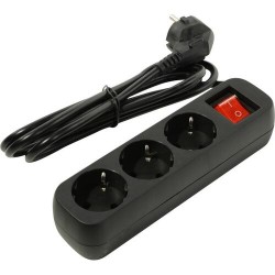 დამაგრძელებელი G318 Power strip, Switch, 1.8m, 3 შესაერთებელი, შავი