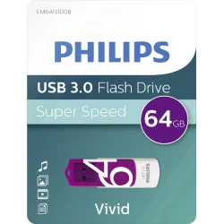 მეხსიერება FM64FD00B/00 USB 3.0 64GB Vivid Edition Purple Philips