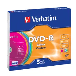 Verbatim-დისკი DVD+RW 16x , Colour Slim Case