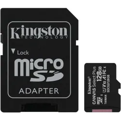 Flash Card/ Kingston 128GB microSDXC Canvas Select Plus 100R A1 C10 Card + Adapter (SDCS2/128GB)