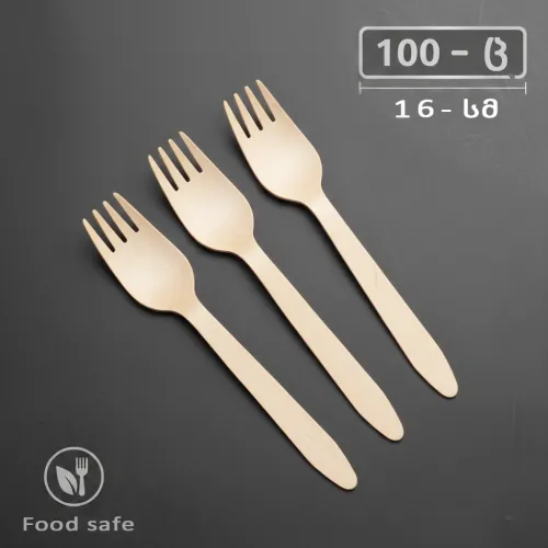 ჩანგალი ხის ერთჯერადი (100 ცალი)